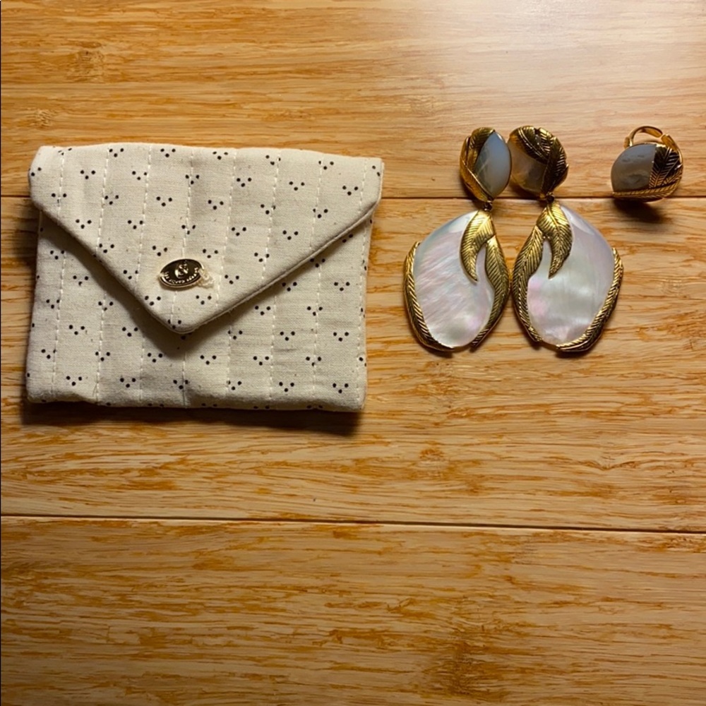 Sezane Marine Earrings + Ring + Pouch